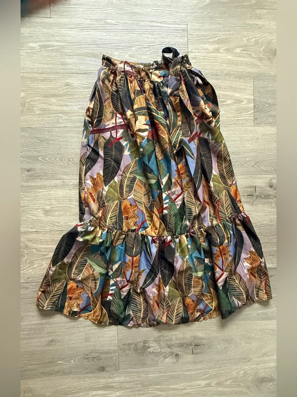 Rachel Zoe Leaf-Print Maxi Skirt in Green, Brown, Blue - Picture 2 of 11